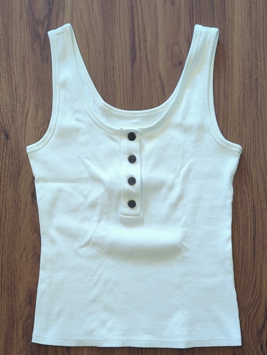 Everlane Tops - Everlane Cream Ribbed Henley Tank